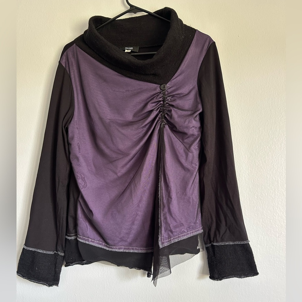 Dolcezza Y2k Black Textured Long Sleeve Top sweater